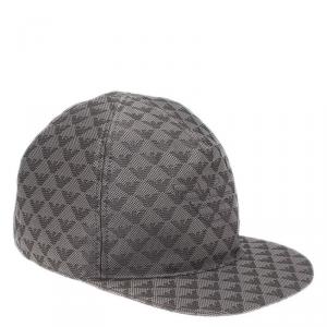 Pre Owned Emporio Armani Grey Monogram Baseball Cap Size M