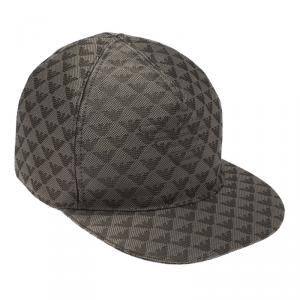 Pre Owned Emporio Armani Grey Monogram Baseball Cap Size S