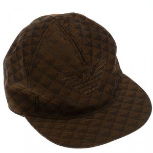 Pre Owned Emporio Armani Brown Monogram Logo Embroidered Baseball Cap M