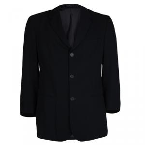 Pre Owned Emporio Armani Black Fleece Wool Blazer M