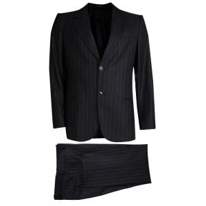 Emporio Armani Charcoal Grey Striped Wool Suit L