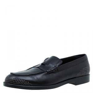Emporio Armani Black Studded Leather Penny Loafers Size 44
