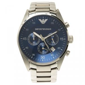 Pre Owned Emporio Armani Blue Stainless Steel AR5860 Men's Wristwatch 43MM