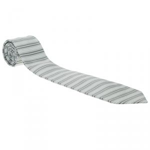 Pre Owned Ermenegildo Zegna Sea Green White and Brown Textured Striped Silk Tie
