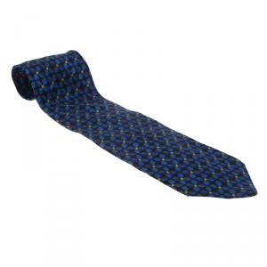 Pre Owned Ermenegildo Zegna Blue Floral Print Silk Tie