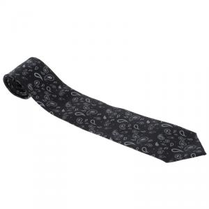 Pre Owned Ermenegildo Zegna Navy Blue Paisley Patterned Silk Tie