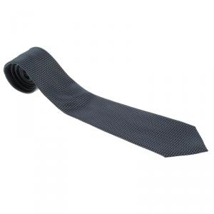 Pre Owned Ermenegildo Zegna Navy Blue Textured Square Pattern Silk Tie