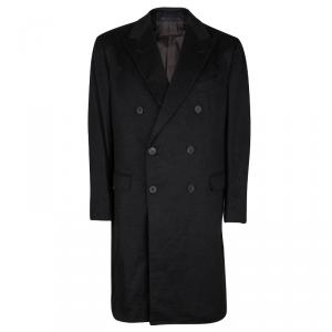 Ermenegildo Zegna Black Cashmere Double Breasted Coat 4XL