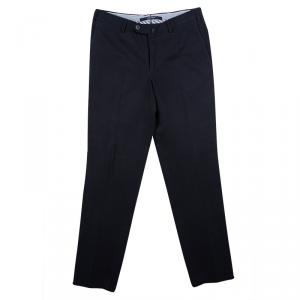 Pre Owned Ermenegildo Zegna Navy Blue Cotton Regular Fit Trousers M
