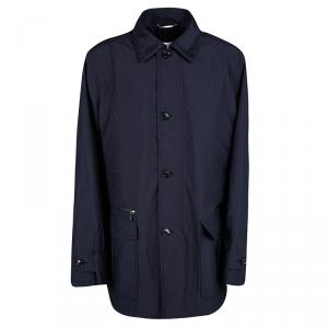 Pre Owned Ermenegildo Zegna Navy Blue Zip Front Wind Breaker Jacket 4XL