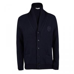 Ermenegildo Zegna Navy Blue Wool and Cashmere Button Front Cardigan 3XL