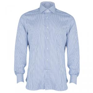 Pre Owned Ermenegildo Zegna Monochrome Pinstripe Formal Shirt M
