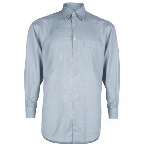 Pre Owned Ermenegildo Zegna Grey Dotted Shirt L