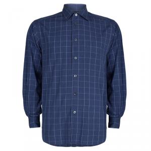 Pre Owned Ermenegildo Zegna Dark Blue Checked Shirt M