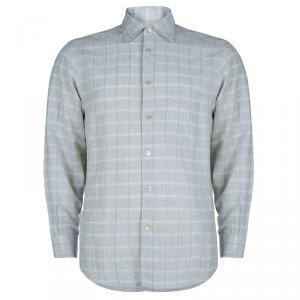 Pre Owned Ermenegildo Zegna Light Grey Checked Shirt M