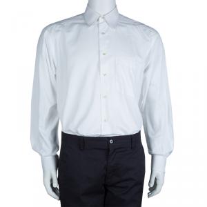 Pre Owned Ermenegildo Zegna White Long Sleeve Buttondown Cotton Shirt L