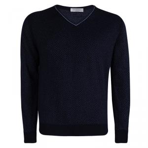 Pre Owned Ermenegildo Zegna Navy Blue Cashmere V-Neck Sweater XL