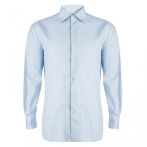Pre Owned Ermenegildo Zegna Light Blue Button Front Slim Fit Shirt XXL