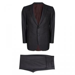 Ermenegildo Zegna Trofeo 600 Grey Wool Striped Pant Suit L