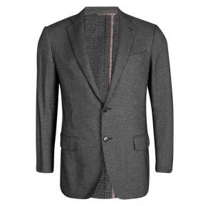 Pre Owned Ermenegildo Zegna Black Patterned Easy Fit Mila Blazer L