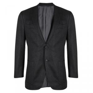 Pre Owned Ermenegildo Zegna Silk Grey Patterned Regular Fit Blazer L