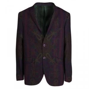 Pre Owned Etro Multicolor Paisley Printed Wool Notched Collar Superleggera Blazer XL