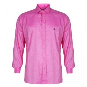 Pre Owned Etro Men's Pink Cotton Shirt L