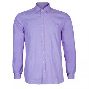 Pre Owned Etro Men's Purple Embroidered Shirt M