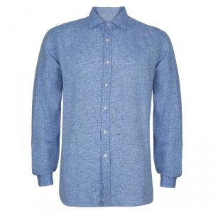 Pre Owned Etro Men's Blue Linen Shirt XL