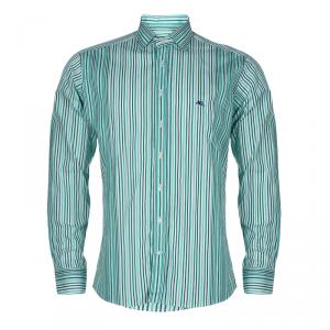 Pre Owned Etro Green Striped Long Sleeve Buttondown Shirt M