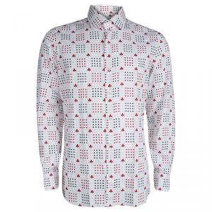 Pre Owned Etro White Deck Of Cards Print Long Sleeve Button Front Shirt L