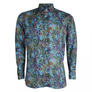 Pre Owned Etro Multicolor Floral Printed Long Sleeve Button Front Cotton Shirt L