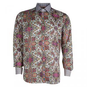 Pre Owned Etro Multicolor Printed Cotton Long Sleeve Button Front Shirt L