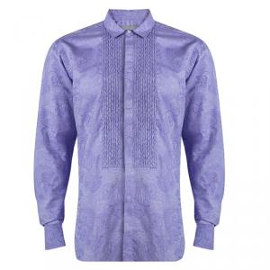 Pre Owned Etro Purple Cotton Paisley Motif Long Sleeve Button Front Shirt XL