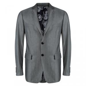 مملوكة مسبقًا Etro Monochrome Patterned Notched Collar Blazer L
