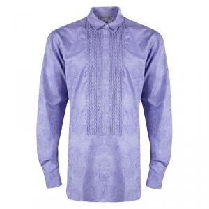 Pre Owned Etro Purple Cotton Paisley Motif Long Sleeve Button Front Shirt XL