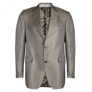 مملوكة مسبقًا Etro Brown Patterned Jacquard Silk Blazer L