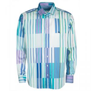 Pre Owned Etro Multicolor Striped Cotton Long Sleeve Button Front Shirt L