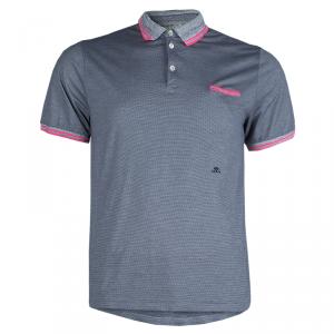 مملوكة مسبقًا Etro Grey Contrast Rib Trim Polo T-Shirt M