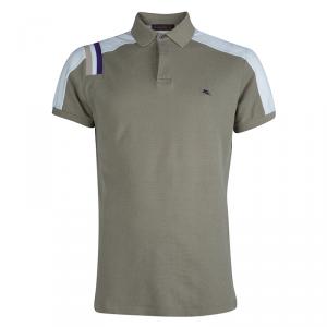 مملوكة مسبقًا Etro Khaki Colorblock Knit Polo T-Shirt XL