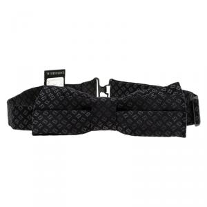 Fendi Black Silk FF Logo Bow Tie 
