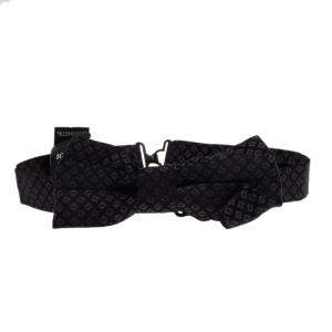 Fendi FF Black Textured Silk Thin Bow Tie One Size