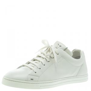 Fendi White Leather Classic Lace Up Sneakers Size 40