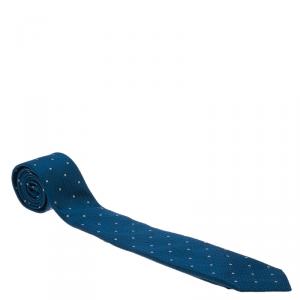 Fendi Blue Zucchino Woven Silk Tie