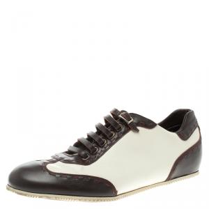 Fendi Two Tone Leather Low Top Sneakers Size 44