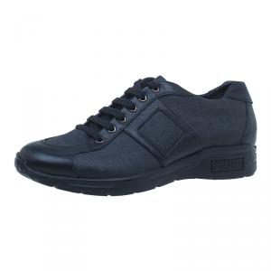 Fendi Black Zucca Canvas and Leather Sneakers Size 42.5