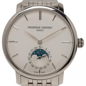 Frederique Constant White Stainless Steel Slimline Men's Wristwatch 41MM