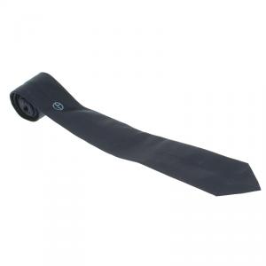 Giorgio Armani Navy Blue Logo Detail Silk Tie