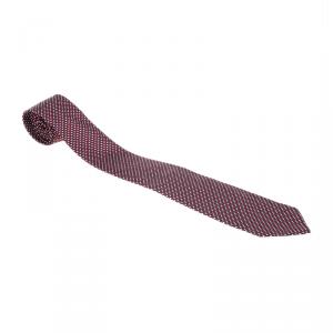 Pre Owned Giorgio Armani Red Woven Silk Tie 