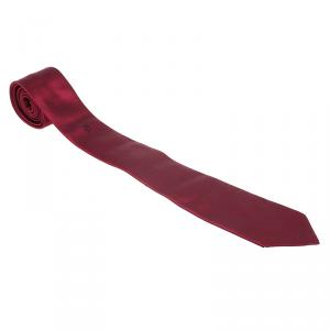 Pre Owned Giorgio Armani Red Logo Silk Tie 